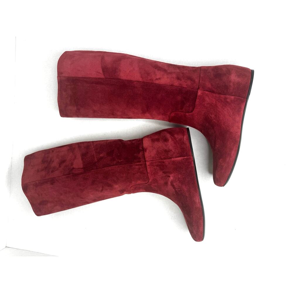 Longchamp Red Brick Suede Knee High Riding Boots Flat Leather EU 37 - Picture 7 of 9